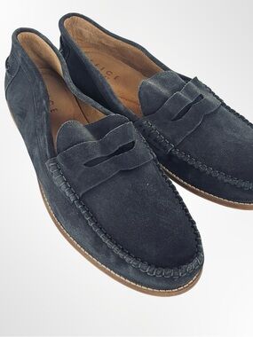 Office London Men's Suede Penny Loafers - Dark Blue in 12